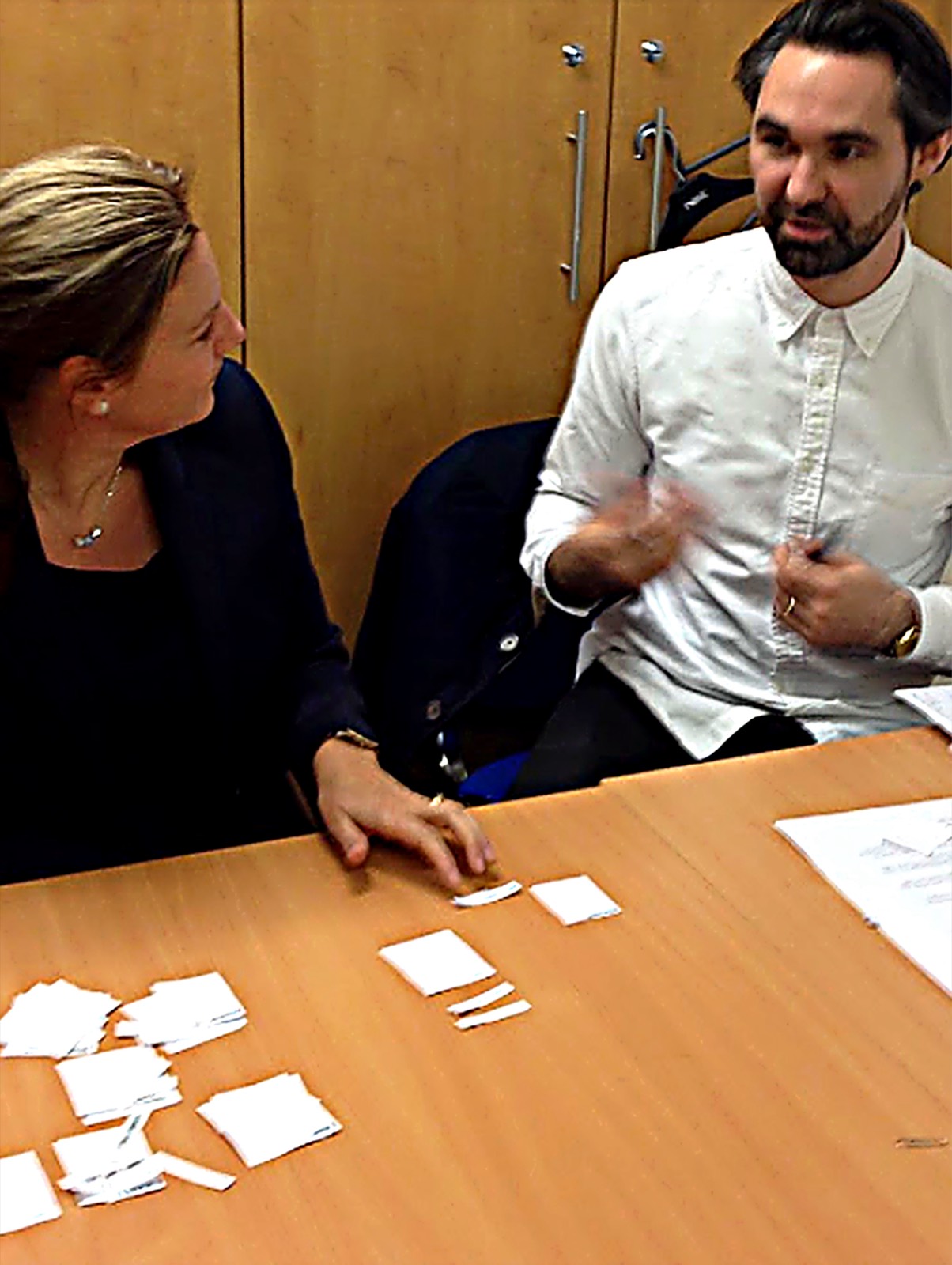 Co-designing with a Funeralcare colleague in her office